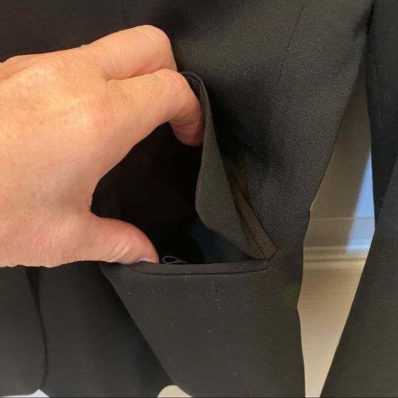 #31 Club Monaco Black two button blazer. No size tag see photos for measurem… - Picture 3 of 8